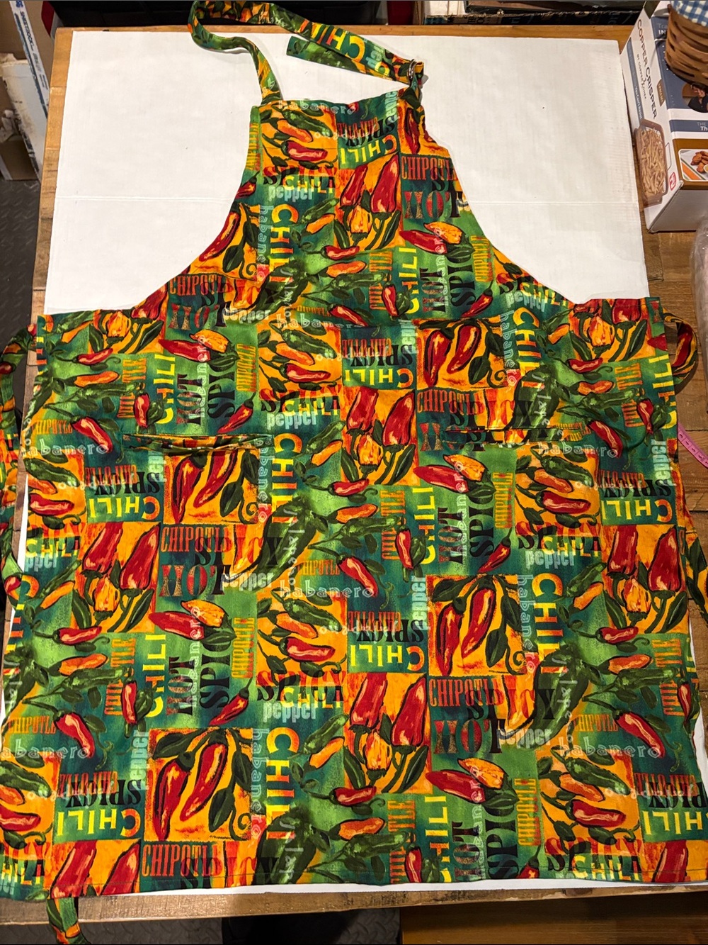 Colorful Chili Pepper Apron - Green & Red